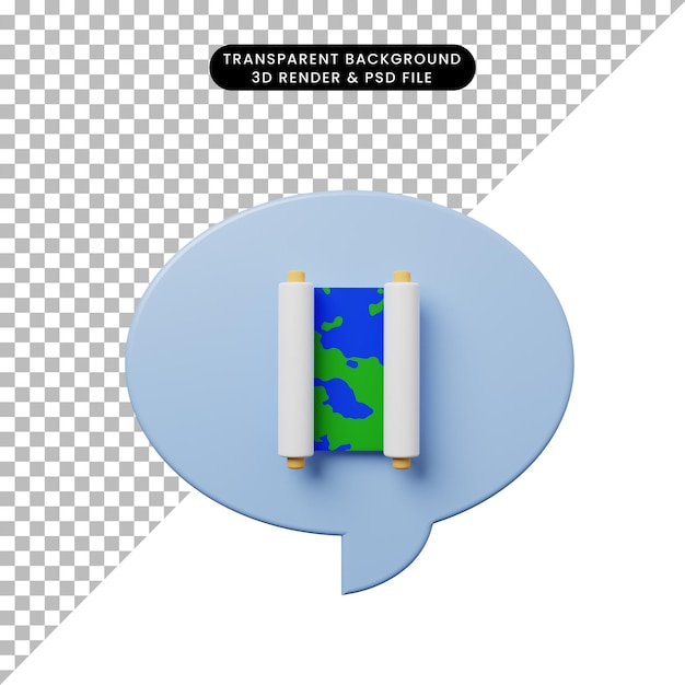 3d illustration chat bubble with map