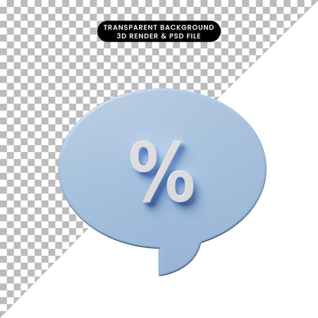 Bolla di chat illustrazione 3d con sconto percentuale