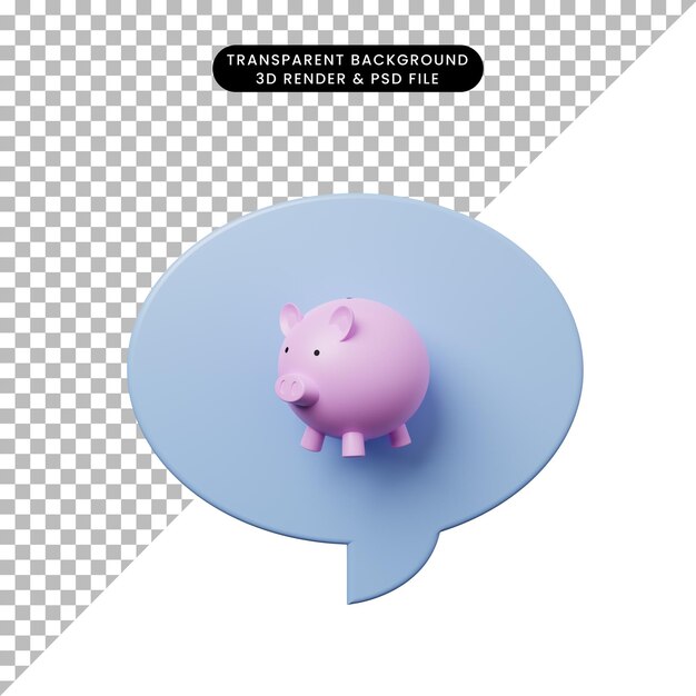 3d illustration chat bubble with piggy bank