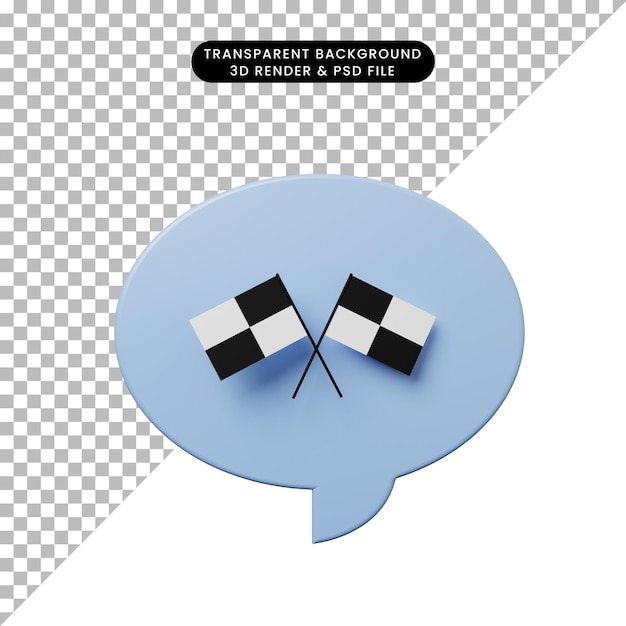 PSD 3d illustration chat bubble with race flag