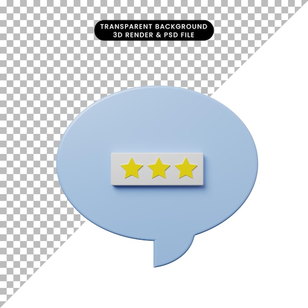 3d illustration chat bubble with rating star 3