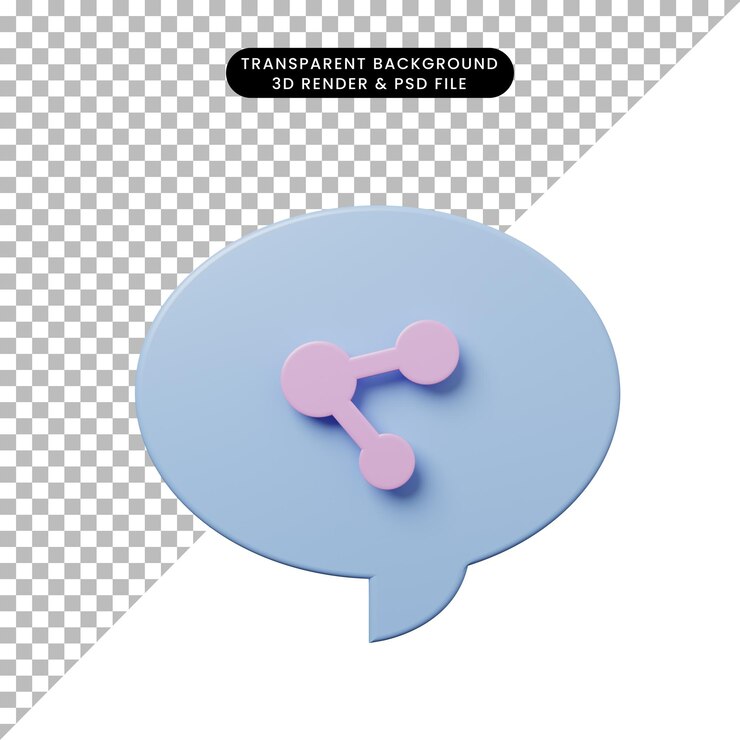 PSD 3d illustration chat bubble with share icon