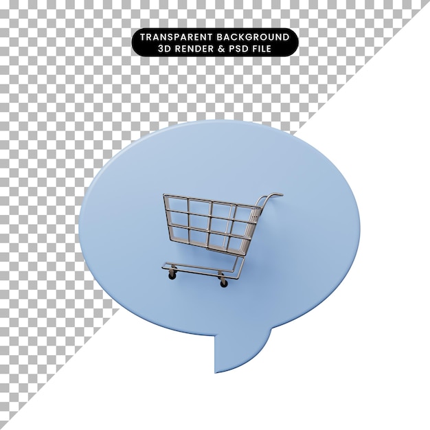 3d illustration chat bubble with shopping cart