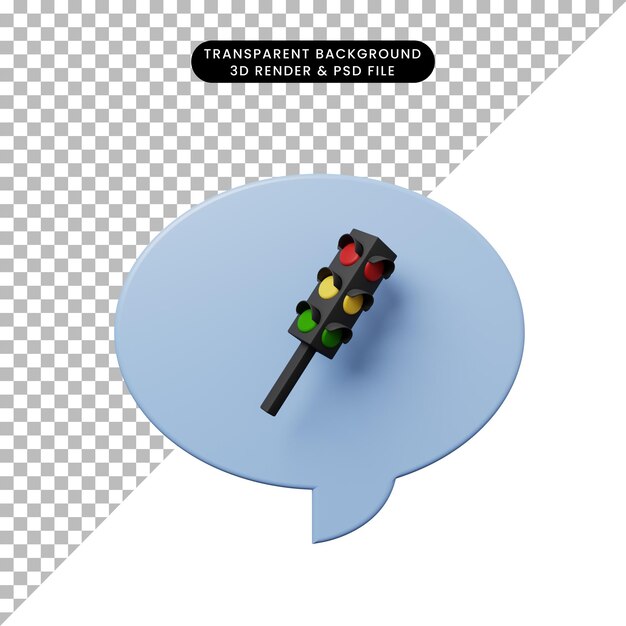 PSD 3d illustration chat bubble with traffic lamp