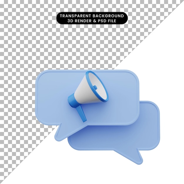 3d illustration of chat icon with megaphone