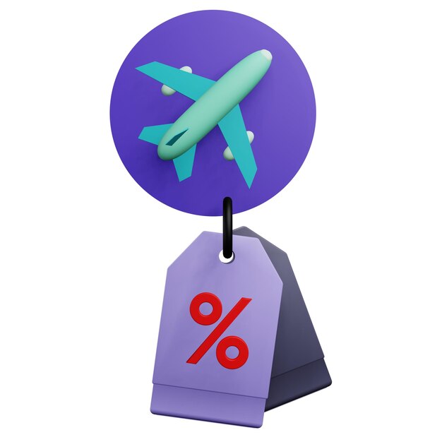 PSD 3d illustration of cheap flight