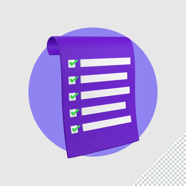 3d illustration checking checklist icon