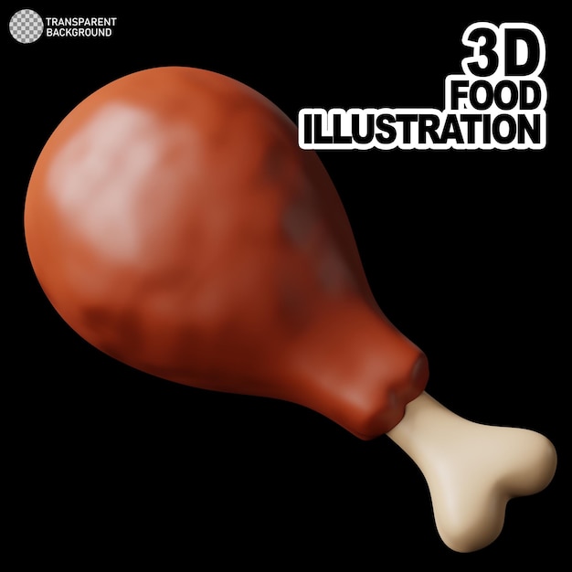 鶏もも肉の 3 d イラストレーション