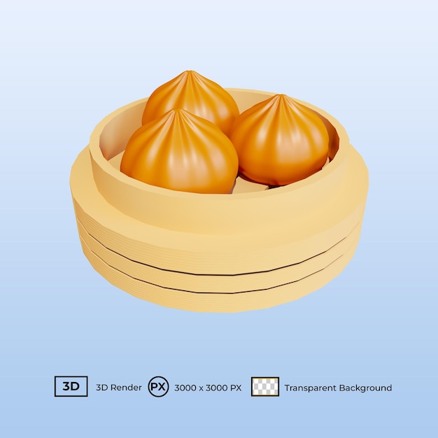 3d illustration chinese food bao zi salted egg