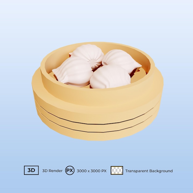 PSD 3d 일러스트 중국 음식 har gow