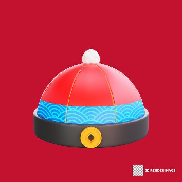 PSD 3d illustration of chinese hat icon chinese new year design