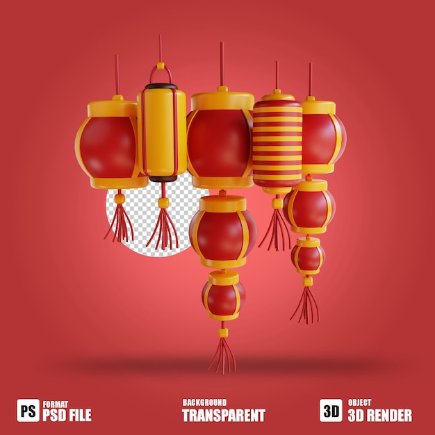 3d illustration chinese new year with lantern 4