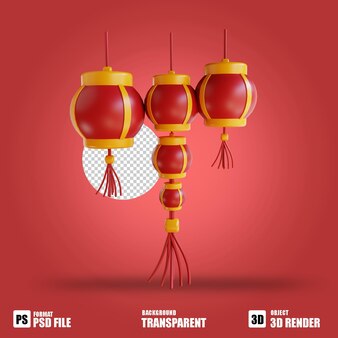 Illustrazione 3d capodanno cinese con lanterna