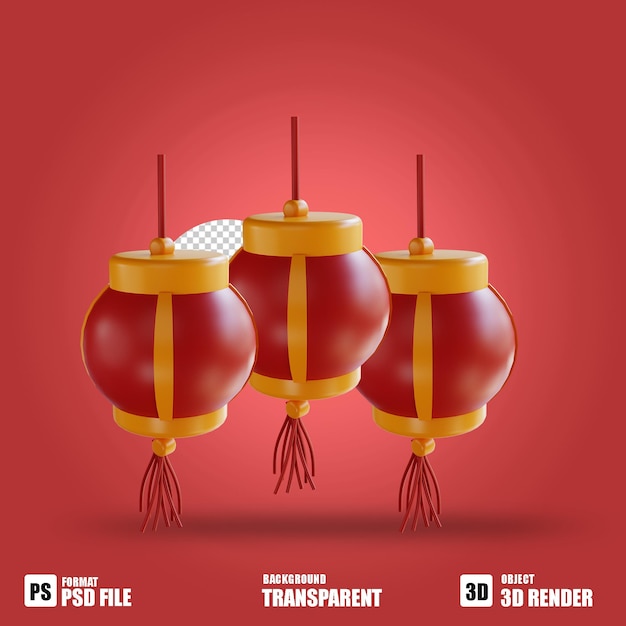 Illustrazione 3d capodanno cinese con lanterna gialla e rossa