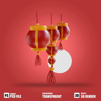 Illustrazione 3d capodanno cinese con lanterna gialla e rossa 8