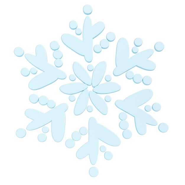 3d illustration of christmas blue winter icon snowflake on white background glossy surface