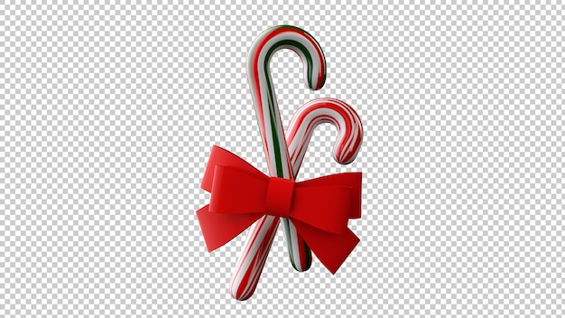 PSD 3d illustration of christmas candy with red bow