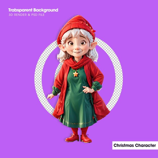 PSD 3d illustration of christmas characters cute