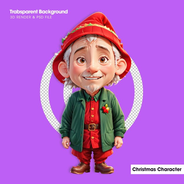 PSD 3d illustration of christmas characters cute