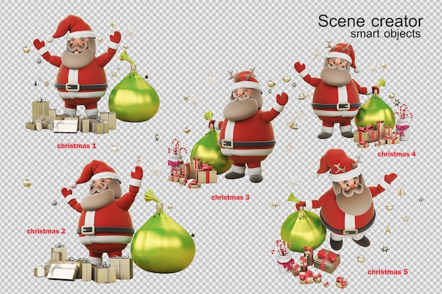 Illustrazione 3d giorno di natale con babbo natale