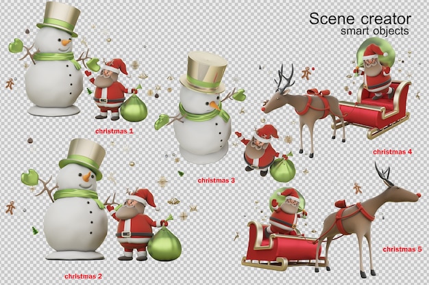 PSD illustrazione 3d giorno di natale con babbo natale