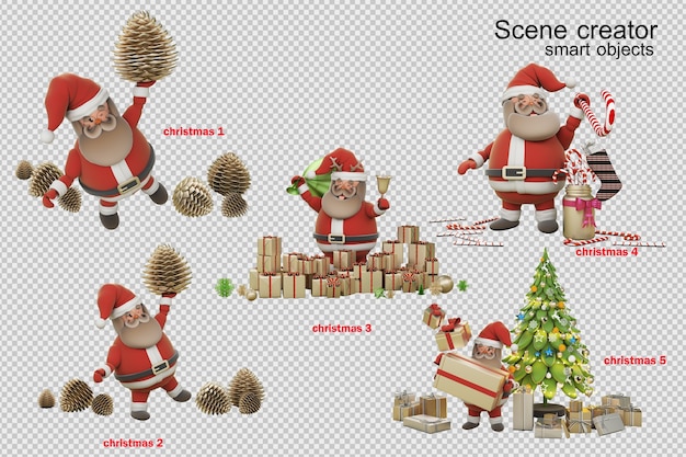 Illustrazione 3d giorno di natale con babbo natale