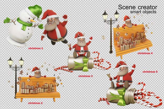 PSD illustrazione 3d giorno di natale con babbo natale