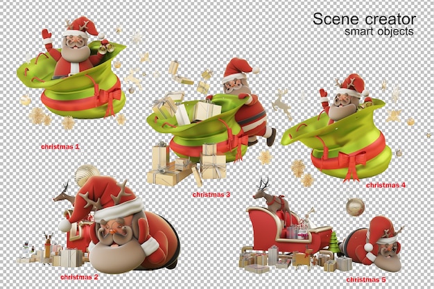 PSD 3d illustration christmas day with santa claus