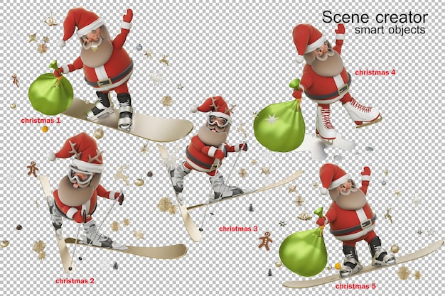 PSD 3d illustration christmas day with santa claus
