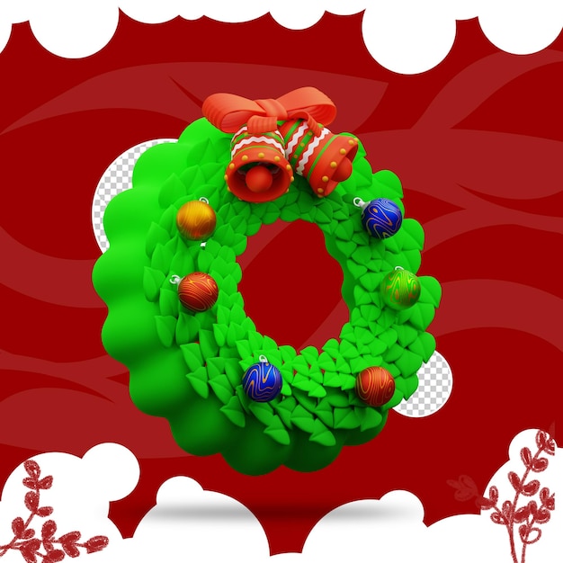 PSD 3d illustration of christmas flower circle 2