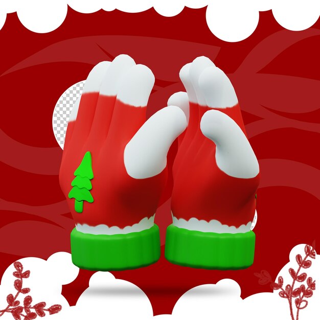 PSD 3d illustration of christmas glove ornament 2