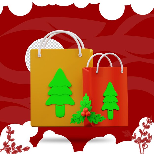 3d illustration of christmas paper bag 4