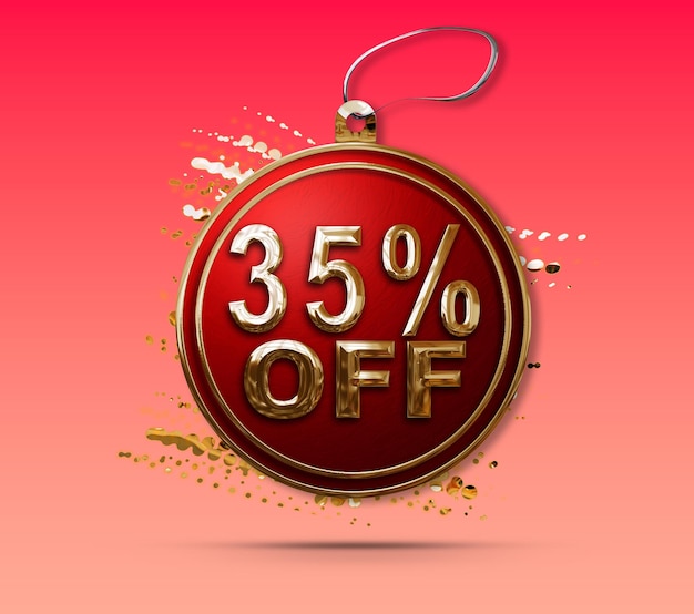 3d illustration Christmas promotion 36 percent discount tag luxurious