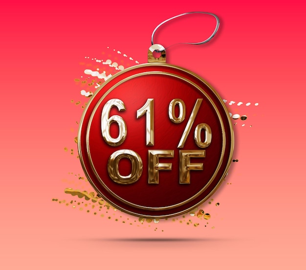 3d illustration christmas promotion 61 percent discount tag luxurious