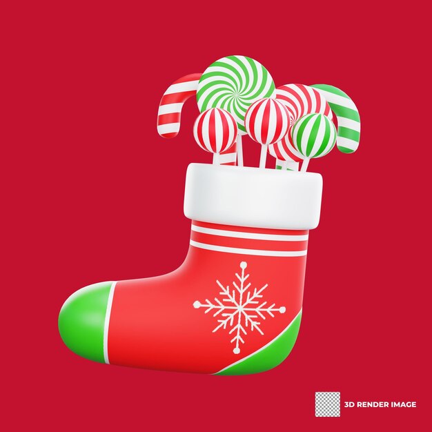 PSD 3d illustration of a christmas sock icon