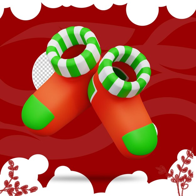 PSD 3d illustration of christmas socks