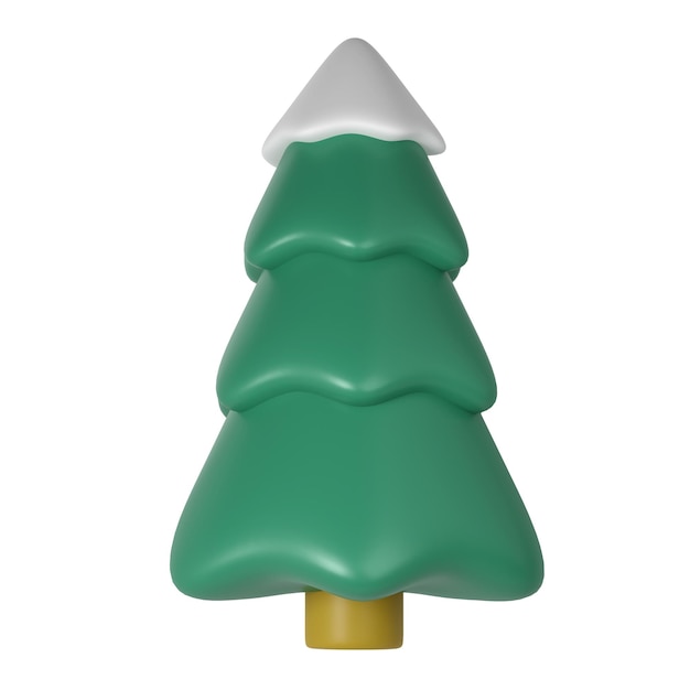 3d illustration of Christmas tree with snow Holiday element isolated Render Abstract Evergreen Tree