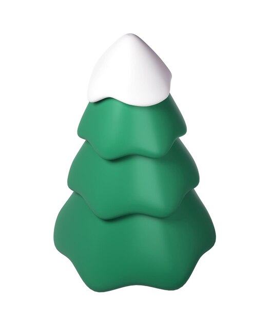3d illustration of Christmas tree with snow Holiday element isolated Render Abstract Evergreen Tree