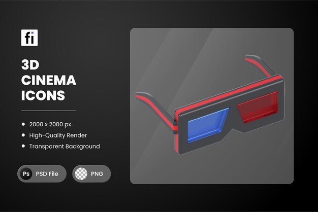 PSD illustrazione 3d cinema occhiali 3d