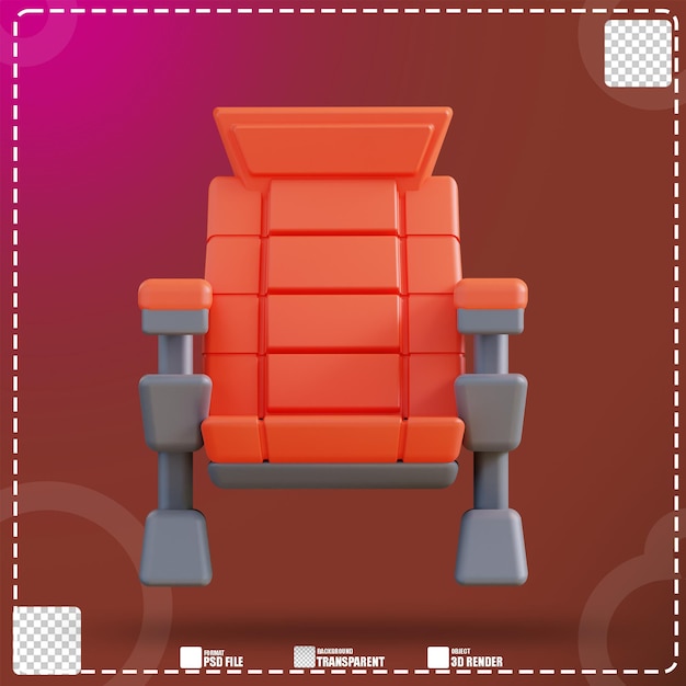 PSD 3d illustration cinema chair 3