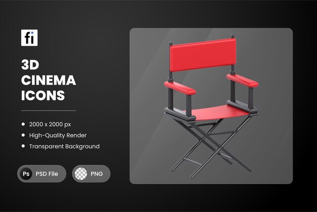 PSD cattedra di registi di cinema 3d illustration