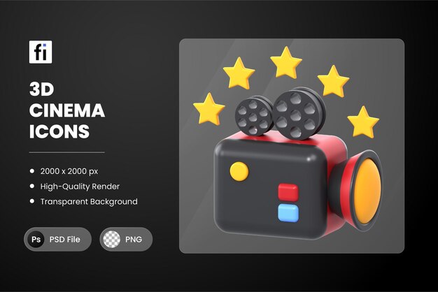 PSD 3d illustration cinema film rating star