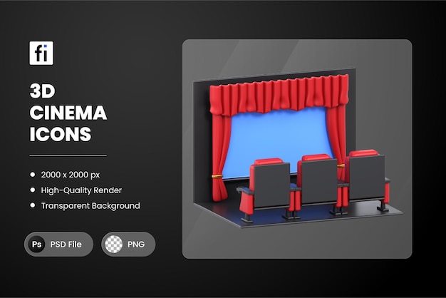 PSD 3d illustration cinema hall