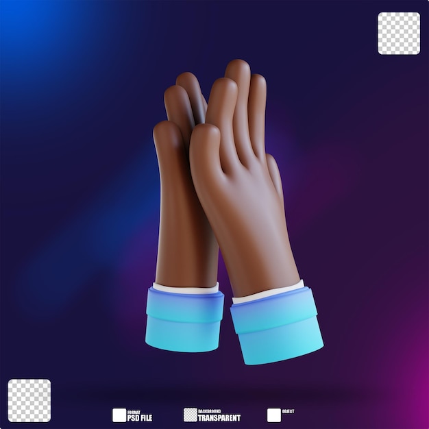 PSD 3d illustration clap hand gestures 5