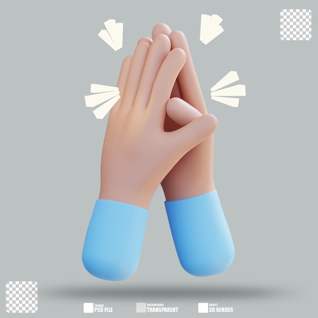 3d illustration clapping hand gesture 3