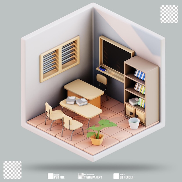 PSD 3d illustration classroom