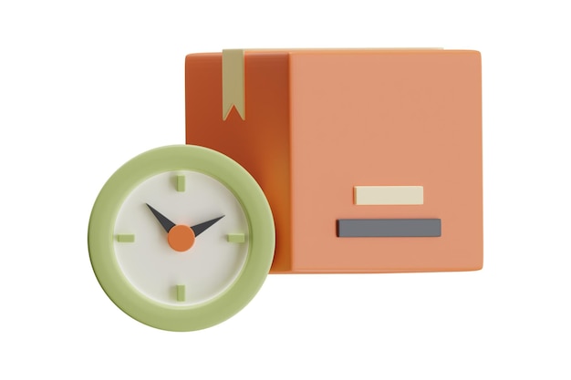 3d illustration of clock and package icon