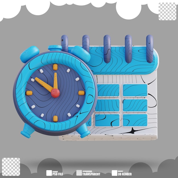 3d illustration clock and schedule calendar 4