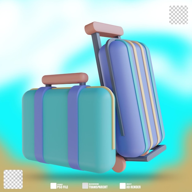 3D illustration clothes suitcase