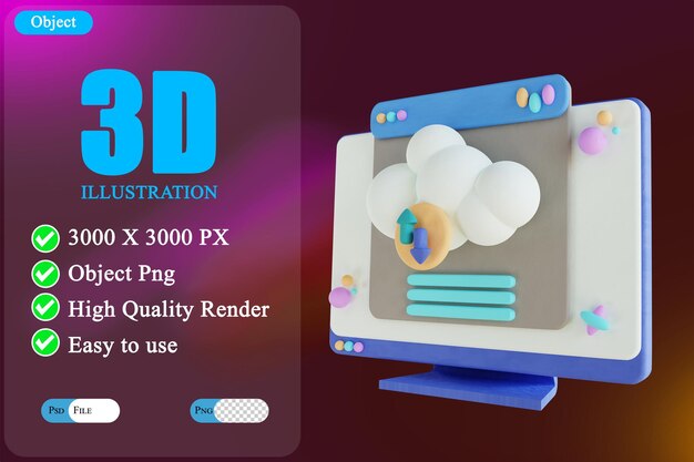 3D 일러스트레이션 클라우드 백업 웹사이트 2